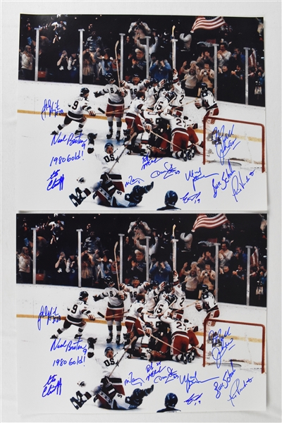 Team U.S.A. 1980 Olympic Gold Medal Hockey Team Lot of 2 Autographed 16x20 Photos