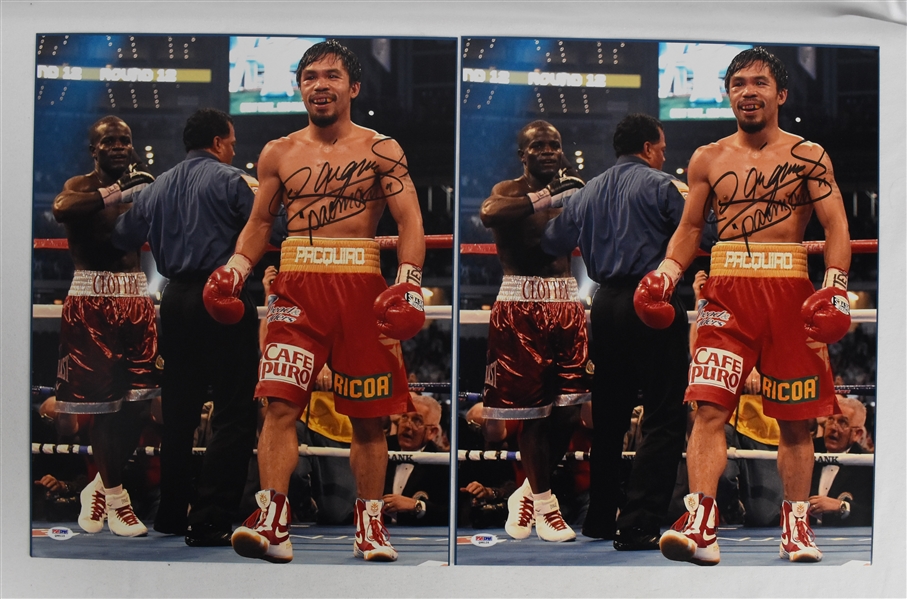 Manny Pacquiao Lot of 2 Autographed 16x20 Photos