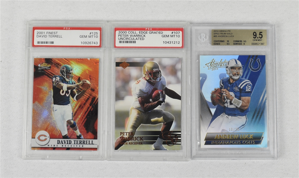Lot of 3 Graded Football Cards w/2014 Andrew Luck #10/25 BGS 9.5