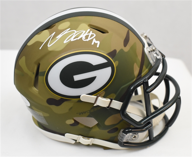 Davante Adams Autographed Green Bay Packers Camouflage Mini Helmet