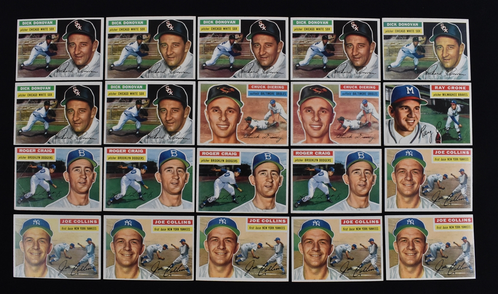 1956 Topps Baseball Lot of 20 Cards 1