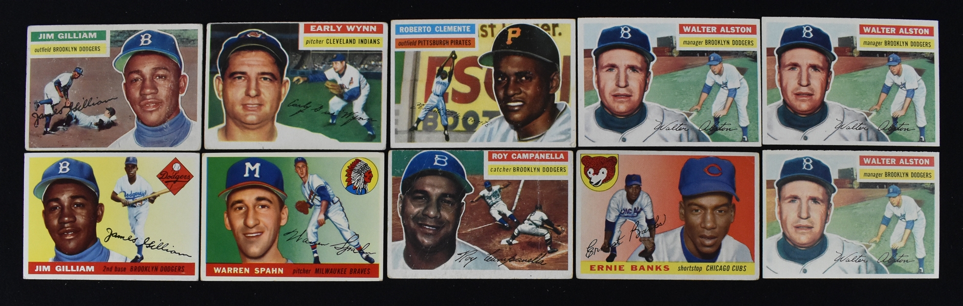 Collection of 10 Vintage 1955 & 1956 Baseball Cards 