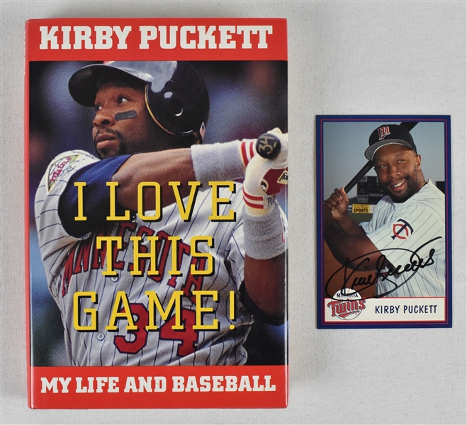 Kirby Puckett Autographed Book & Card
