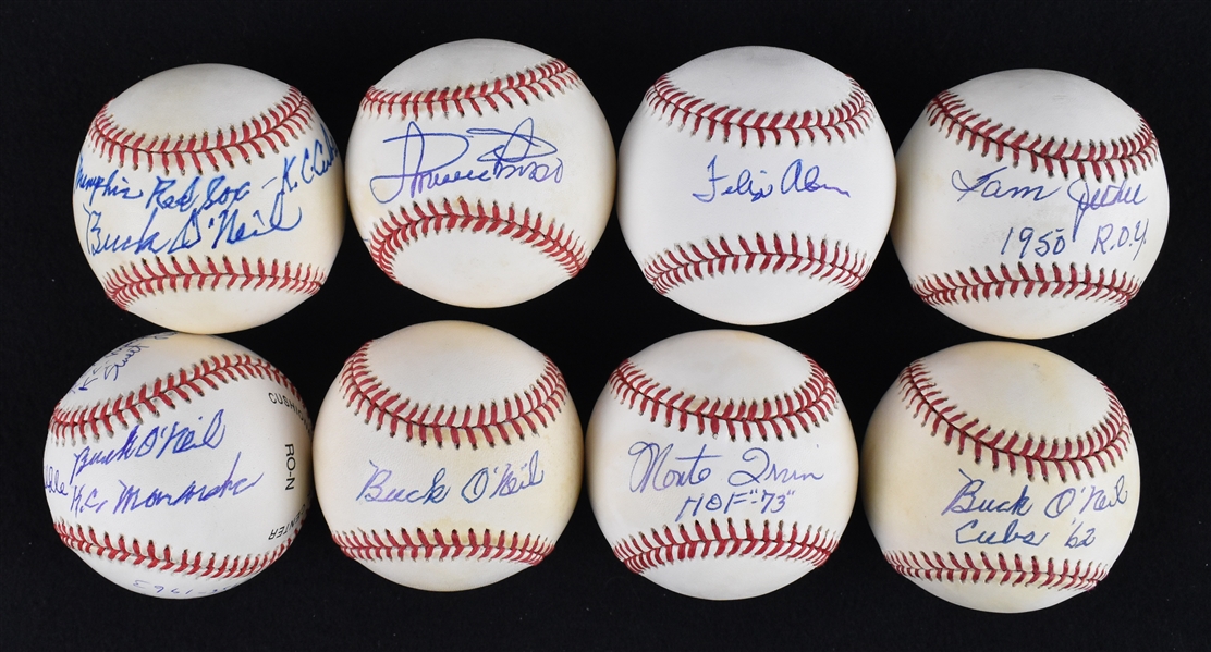 Lot of 8 Autographed Negro League Baseballs