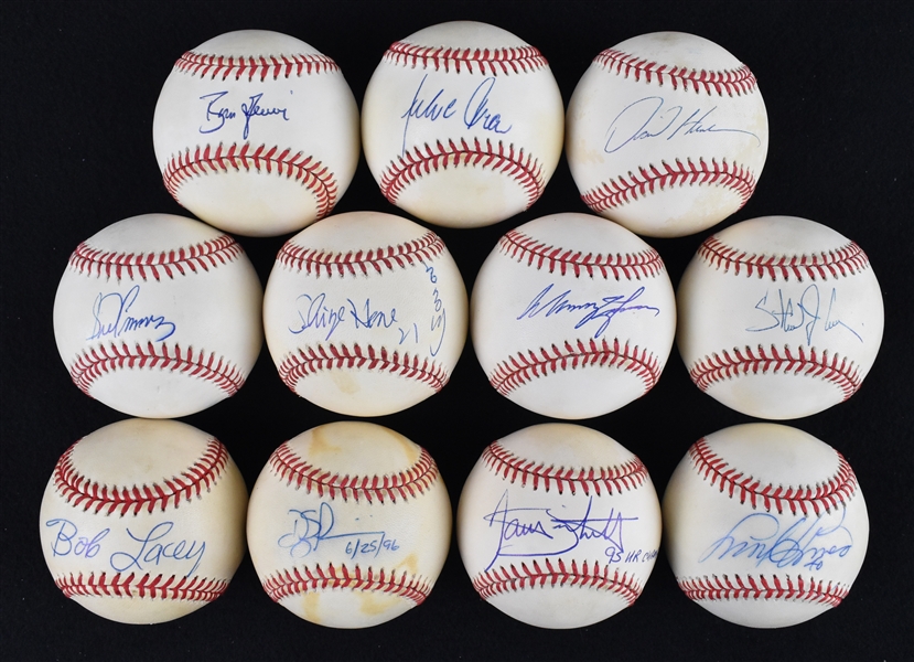 Lot of 11 Autographed Baseballs w/Julio Franco