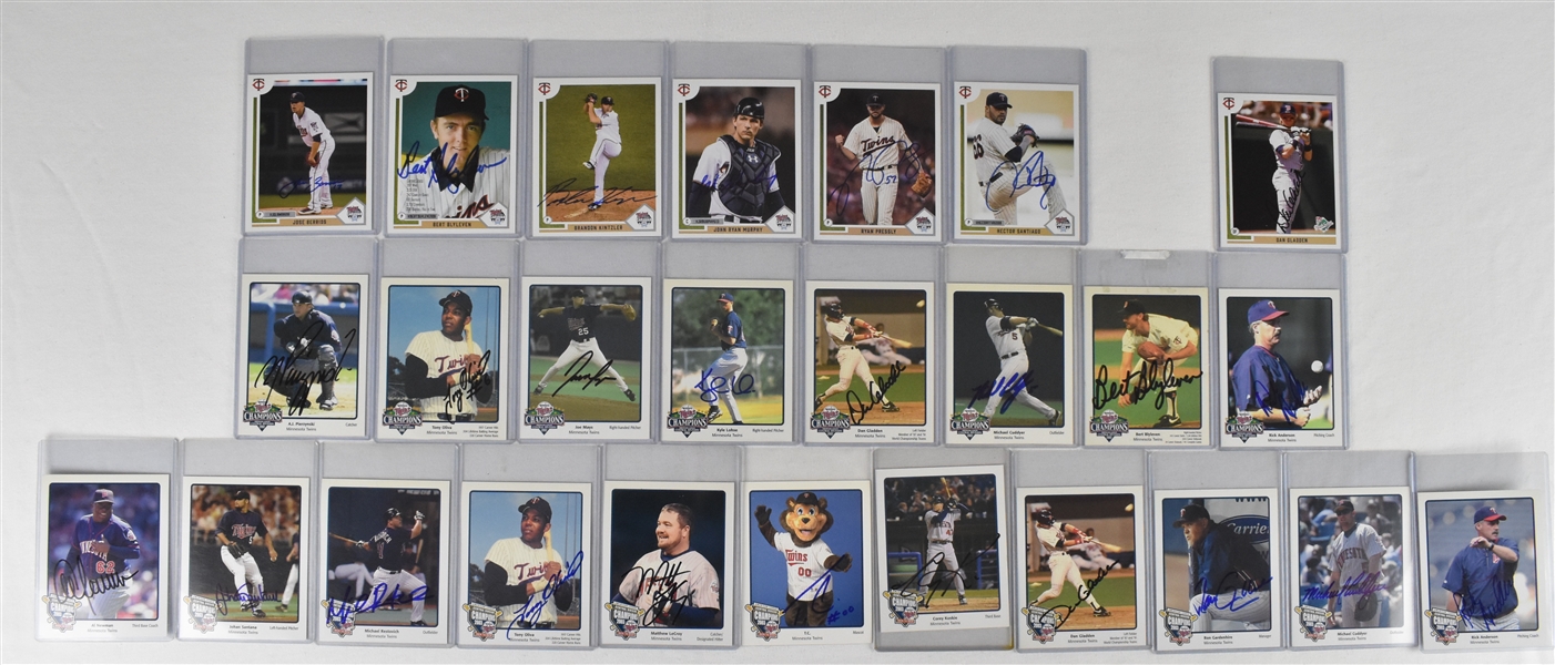 Minnesota Twins Collection of 26 Autographed 4x5 Cards  