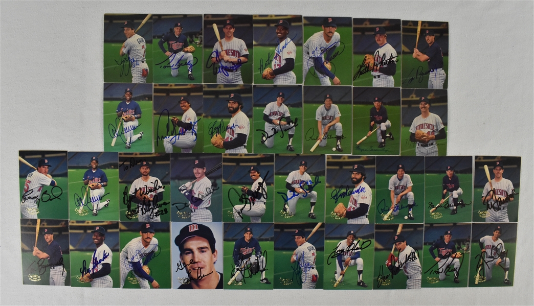Minnesota Twins Collection of 34 Autographed 1987 World Champion Cards  