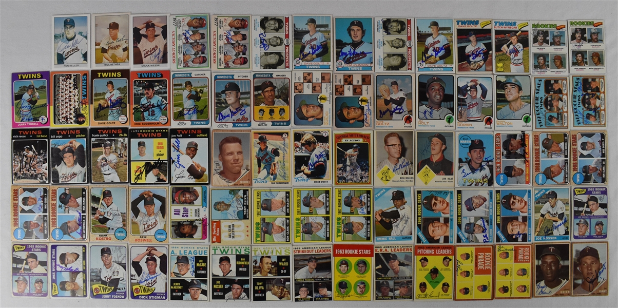 Minnesota Twins Collection of 158 Autographed 1960s & 1970s Cards  