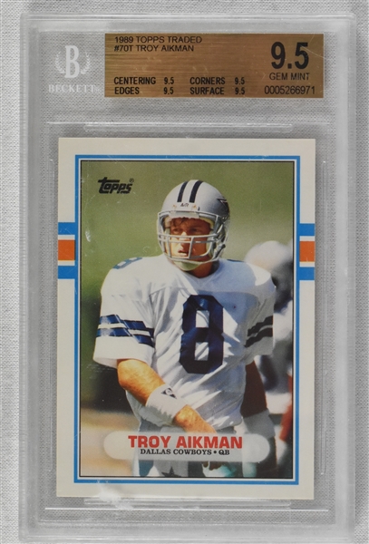 Troy Aikman 1989 Topps Rookie Card BGS 9.5 Gem Mint