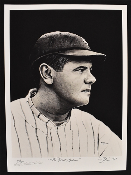 Babe Ruth Limited Edition #33/100 James Fiorentino Lithograph Signed by Babes Granddaughter
