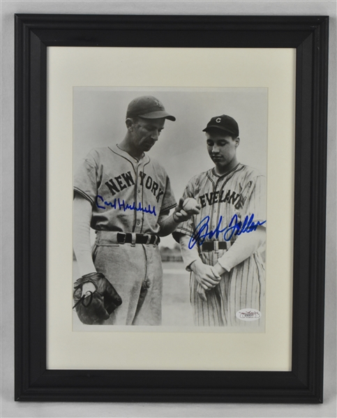 Carl Hubbell & Bob Feller Autographed Framed 8x10 Photo