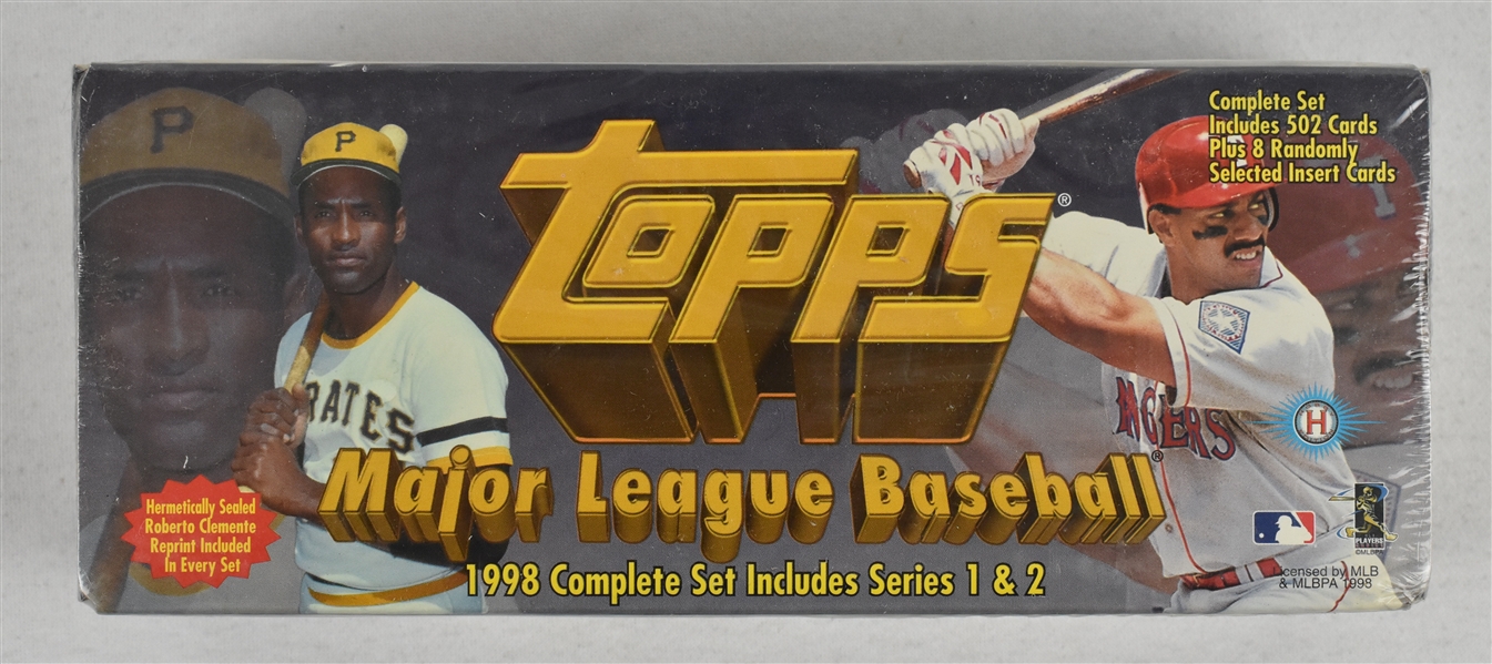 1998 Topps Factory Sealed Hobby Box Series I & II w/8 Inserts Including Roberto Clemente Card