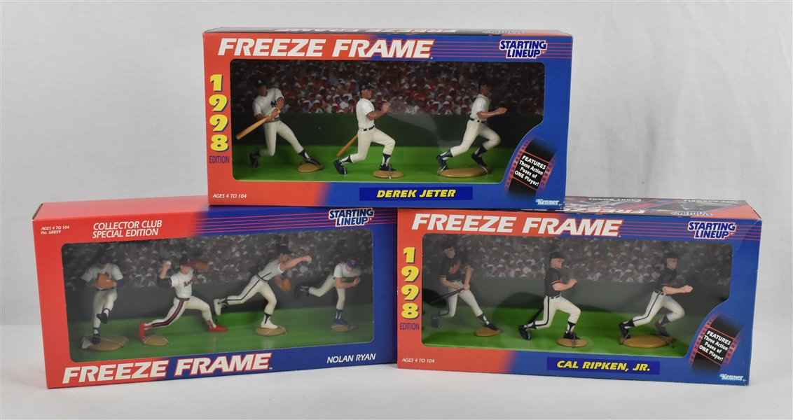 Derek Jeter Cal Ripken Jr. & Nolan Ryan Starting Line Up Freeze Frame Figurines
