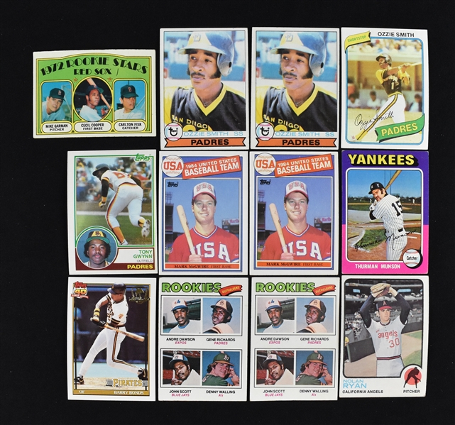 Vintage Lot of 1970s-1980s Baseball Cards w/Ozzie Smith Rookies & Rare Barry Bonds Topps Operation Desert Shield Card