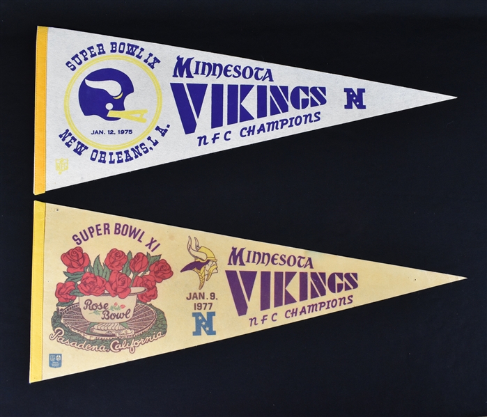 Minnesota Vikings Vintage Lot of 2 Super Bowl Pennants