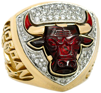 1991 Chicago Bulls NBA World Champions 10K Gold Ring.