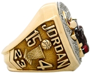 Michael Jordan 1992-93 Chicago Bulls NBA World Championship 10k Gold 3-Peat Ring