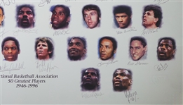 NBA 50 Greatest Players Litho Signed by 37 Hall of Famers 