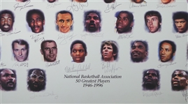 NBA 50 Greatest Players Litho Signed by 37 Hall of Famers 