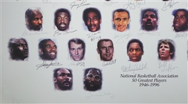 NBA 50 Greatest Players Litho Signed by 37 Hall of Famers 
