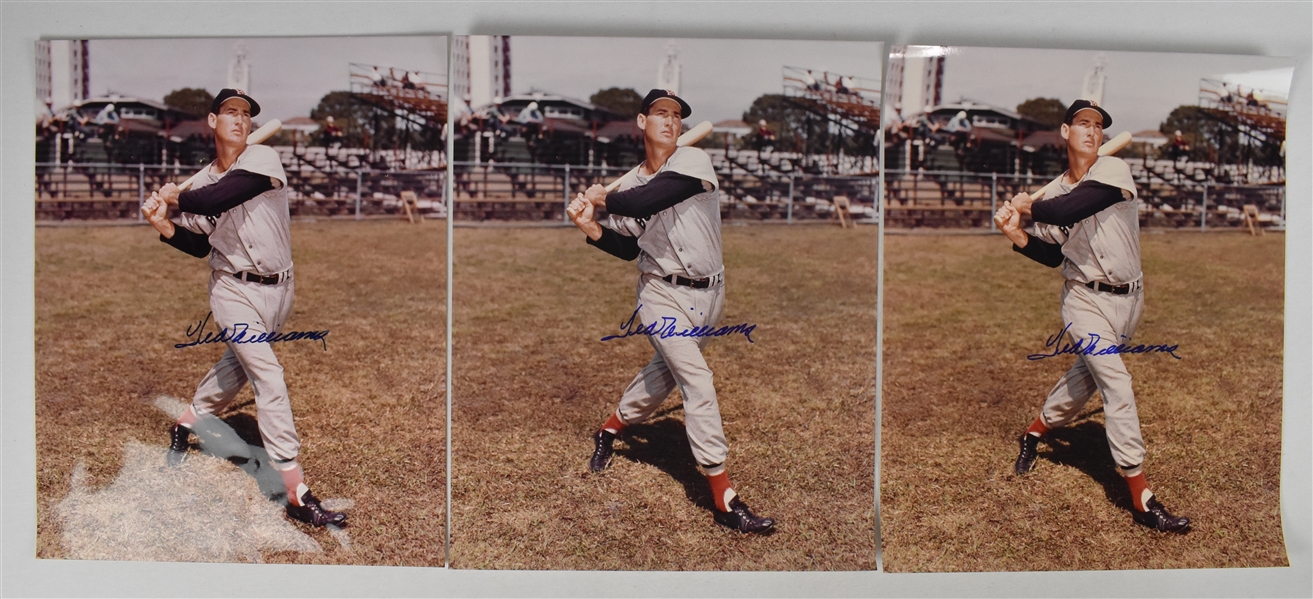 Ted Williams Lot of 3 Autographed 16x20 Photos