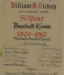 Bill Dickey 1900-1950 All American Half Century Award Signed by Connie Mack Christy Walsh & MLB Writers From Bill Dickey Collection