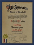 Bill Dickey 1900-1950 All American Half Century Award Signed by Connie Mack Christy Walsh & MLB Writers From Bill Dickey Collection