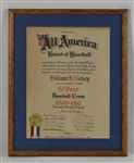 Bill Dickey 1900-1950 All American Half Century Award Signed by Connie Mack Christy Walsh & MLB Writers From Bill Dickey Collection