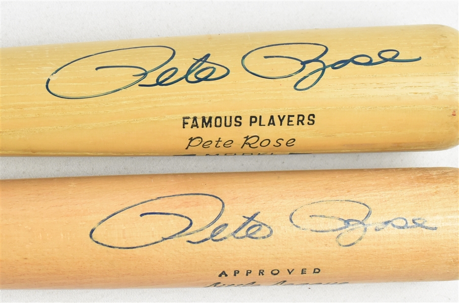 Pete Rose Lot of 2 Autographed Bats