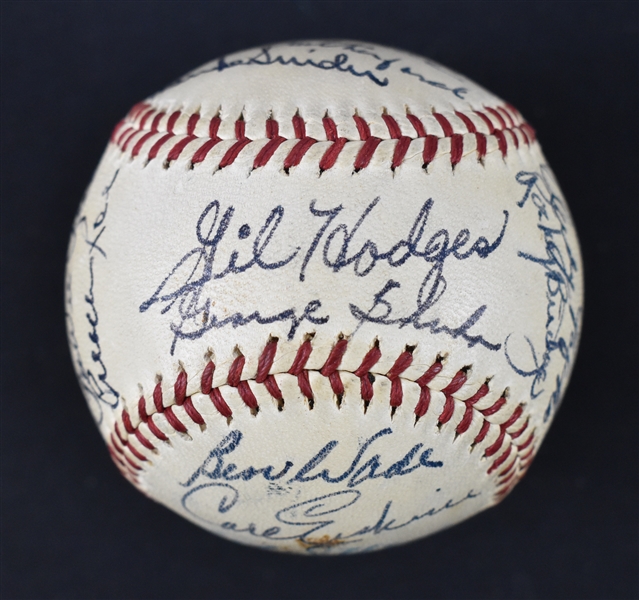 Brooklyn Dodgers 1952 Team Signed Baseball From Bill Dickey Collection