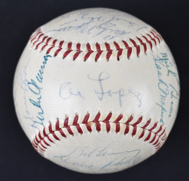 Cleveland Indians 1954 American League Champion Team Signed Baseball From Bill Dickey Collection