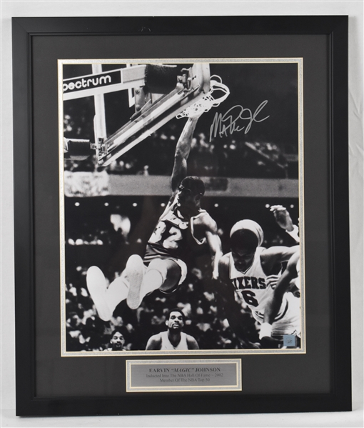 Magic Johnson Autographed 22x26 Framed Display 