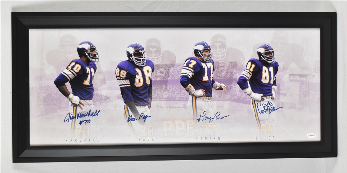 Purple People Eaters Autographed Framed 15x33 Panoramic Photo