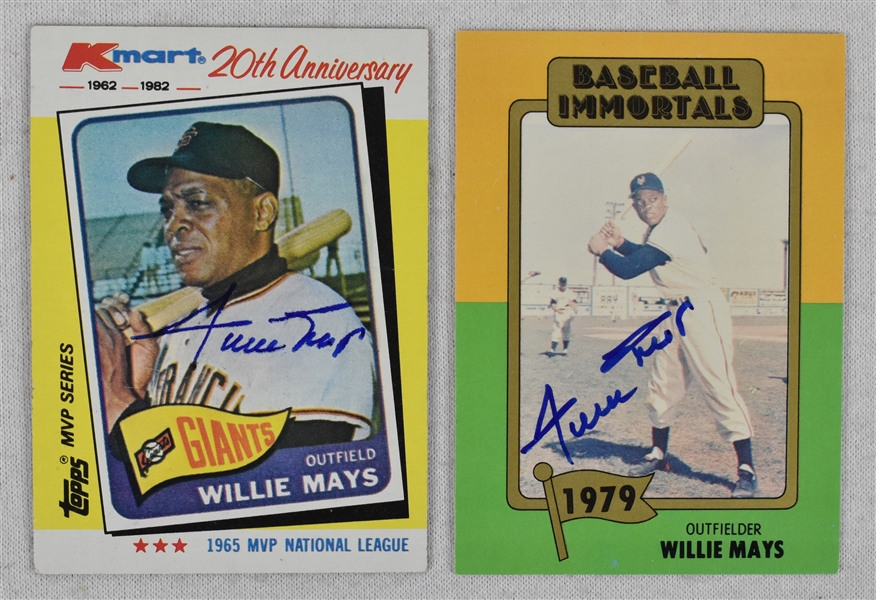 Willie Mays Lot of 2 Autographed Cards 