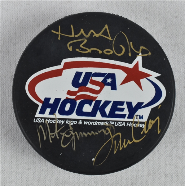 Herb Brooks Mike Eruzione & Jim Craig Autographed 1980 Olympic Hockey Puck