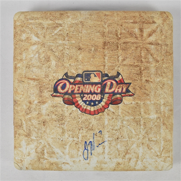 Joe Mauer Signed 2008 Opening Day Game Used Base MLB 