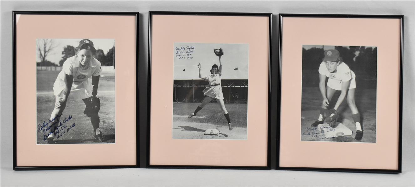 AAGPBL Autographed & Inscribed HOF Framed Photos