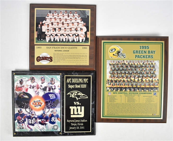 Packers Ravens & Giants Championship Plaques