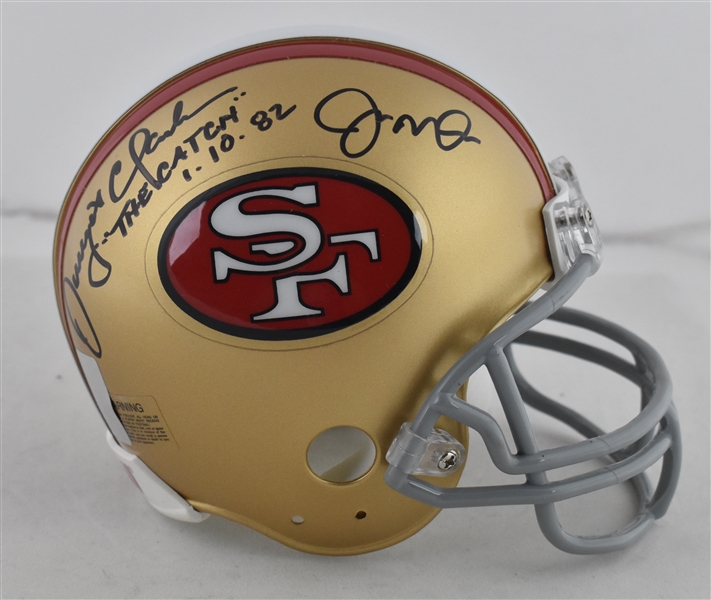 Joe Montana & Dwight Clark Autographed SF 49ers Mini Helmet