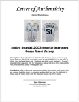 Ichiro Suzuki 2003 Seattle Mariners Game Used Jersey w/Dave Miedema LOA