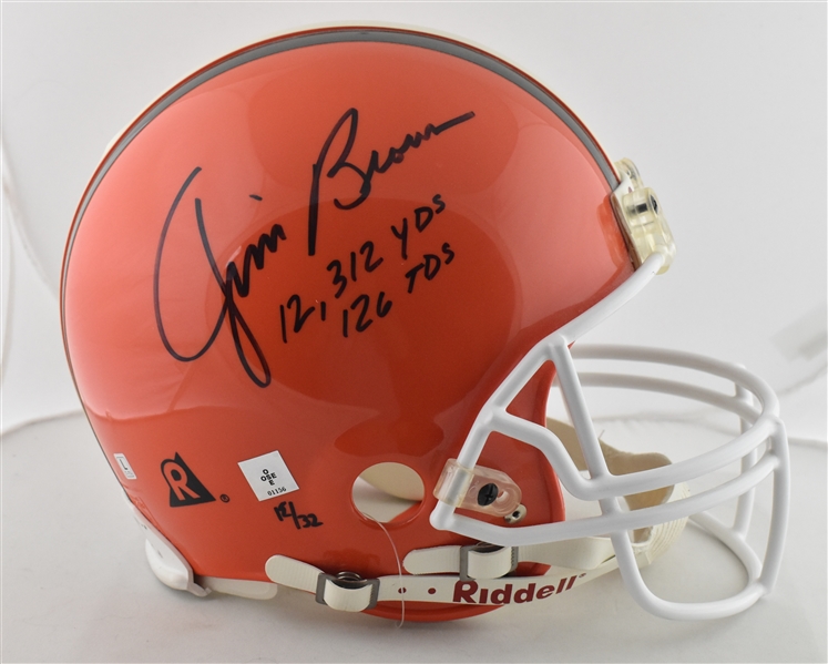 Jim Brown Autographed & Inscribed Cleveland Browns Full Size Authentic Helmet