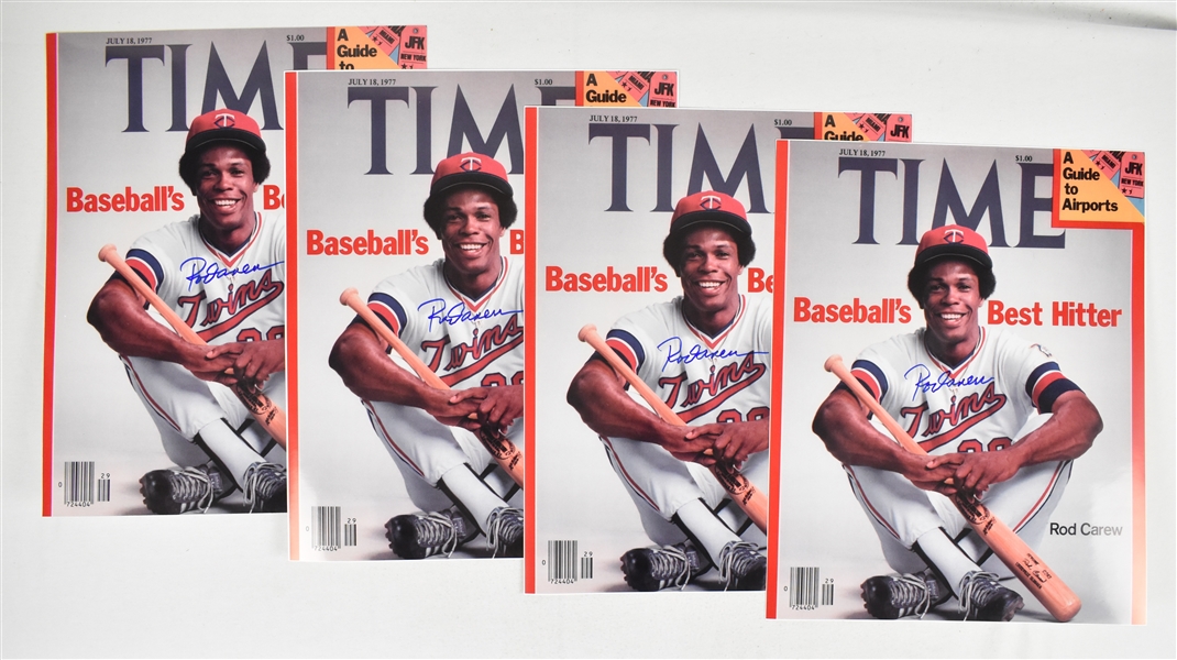 Rod Carew Lot of 4 Autographed TIME Magazine Cover 16x20 Photos