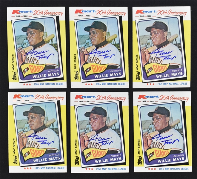 Willie Mays Lot of 6 Autographed Cards