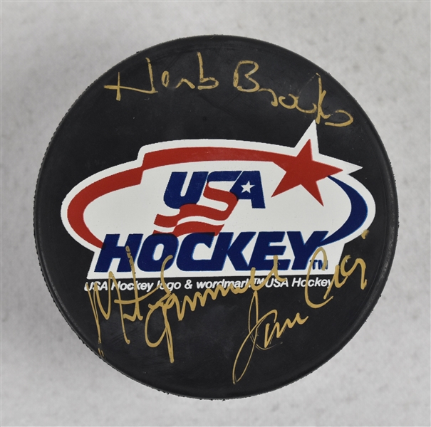Herb Brooks Mike Eruzione & Jim Craig Autographed 1980 Olympic Hockey Puck