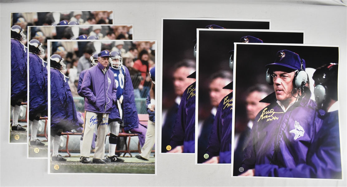 Bud Grant Lot of 6 Autographed 16x20 Photos 