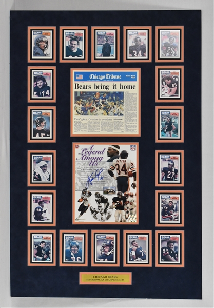 Walter Payton & 1985 Chicago Bears Lot of 2 Autographed Matted Displays