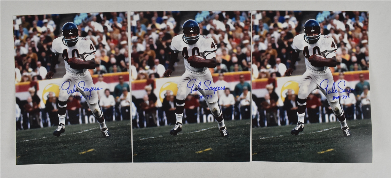 Gale Sayers Lot of 3 Autographed 11x14 Photos