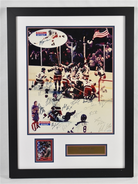 Miracle On Ice USA 1980 Olympic Team Signed Framed Display w/21 Signatures Including Herb Brooks