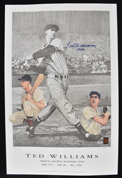 Ted Williams Autographed 1942 Triple Crown Lithograph #105/521 PSA/DNA