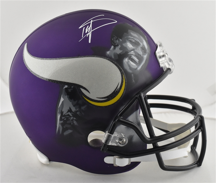 Stefon Diggs Autographed One-Of-A-Kind Art Full Size Replica Helmet